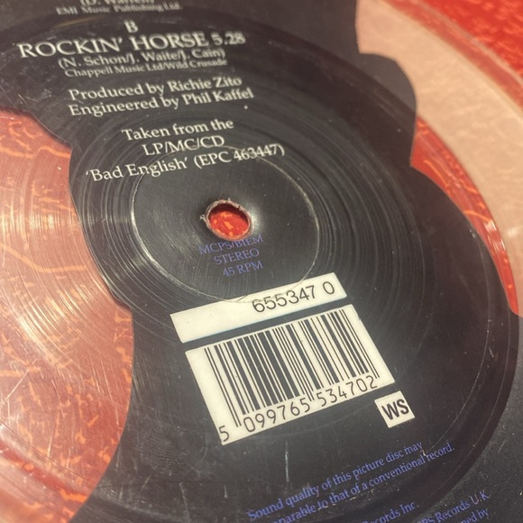 BAD ENGLISH When I See You Smile Rockin’ Horse 7” 45 RPM Picture disc - Picture 3 of 4